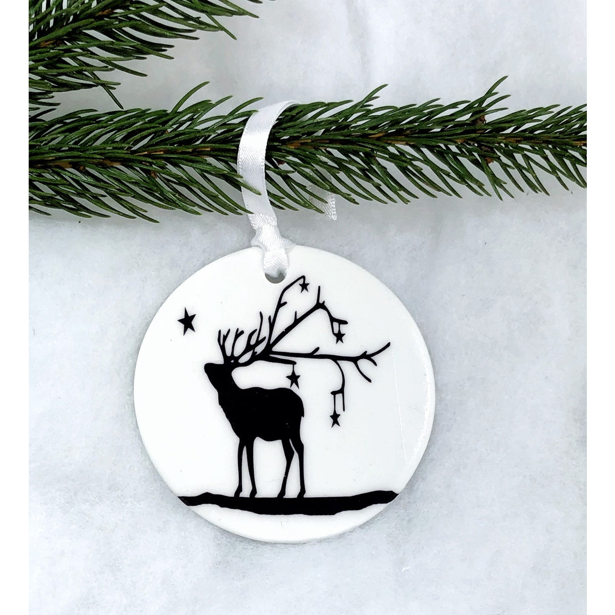 Deer Ceramic Holiday Ornament