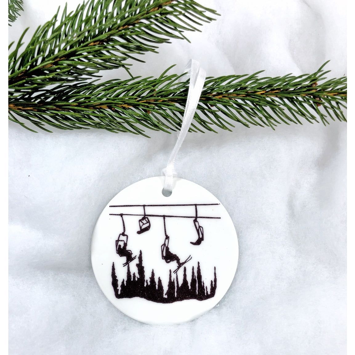 Ski Lift Ceramic Holiday Ornament