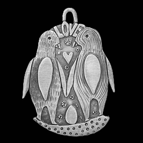 Whimsical Pewter Penguin Ornament