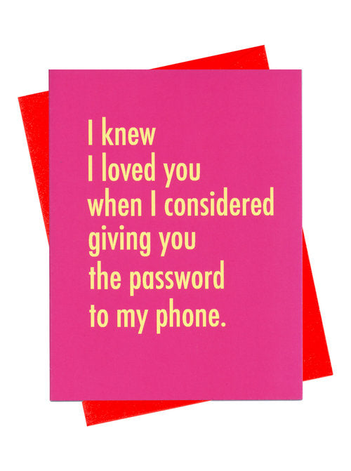 Password to My Phone Love Card