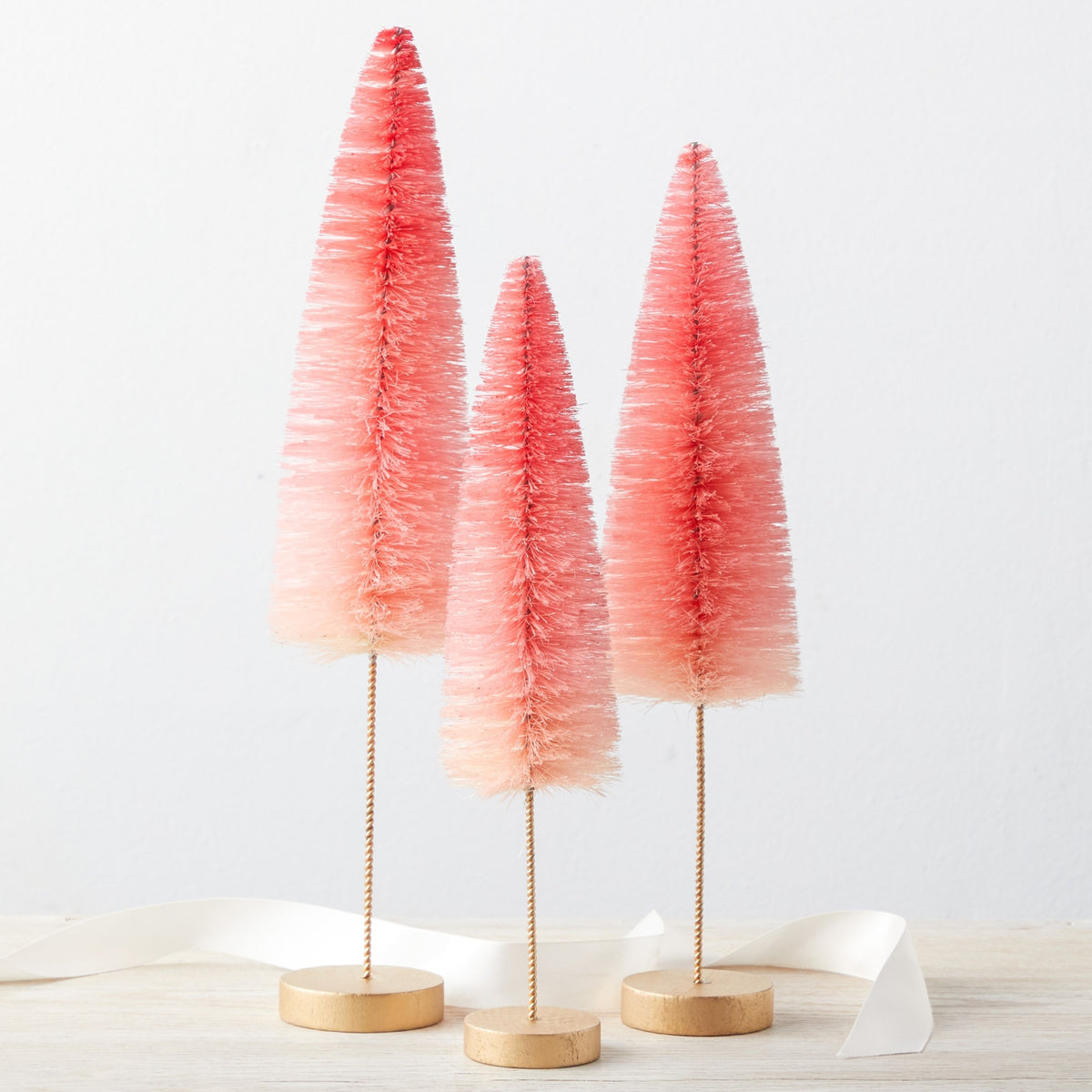 Set of 3 Pink Ombre Holiday Decor Trees