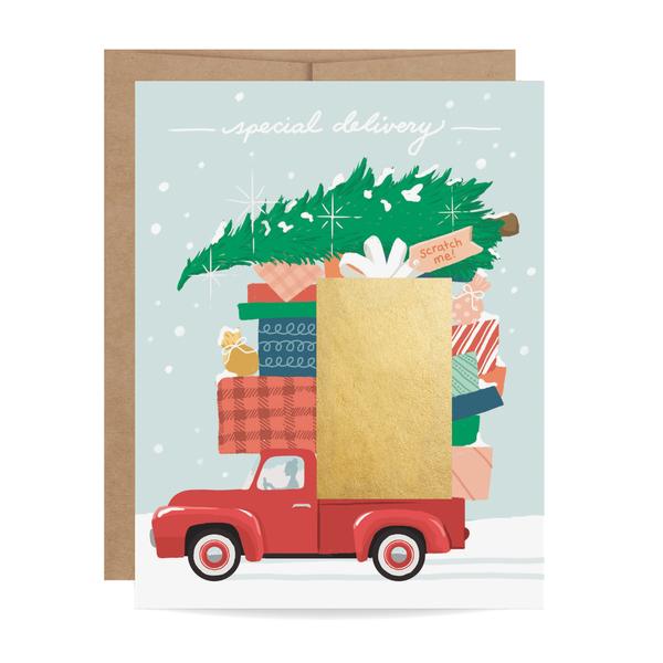 Red Truck Special Delivery Scratch Off Christmas Card