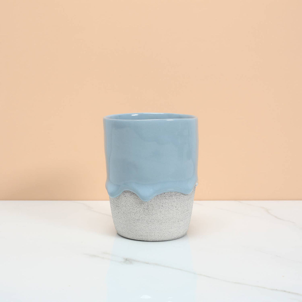 Drippy Glaze Latte Cup in Slate Blue