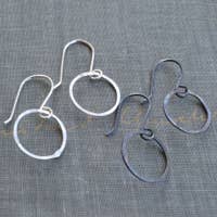 Small Metamorphosis Metals Silver Hoops in Bright and Oxidized
