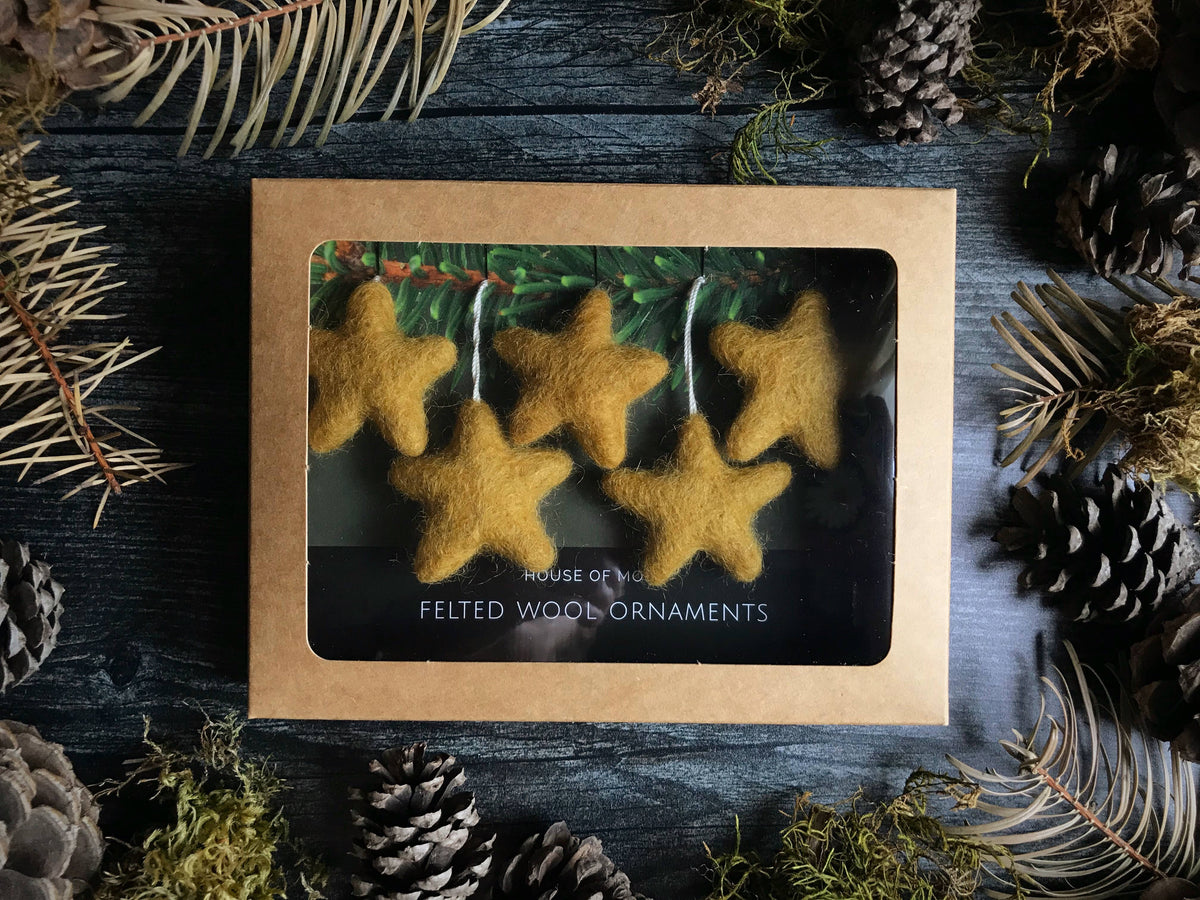 Felted Wool Star Ornament :: Set of 5