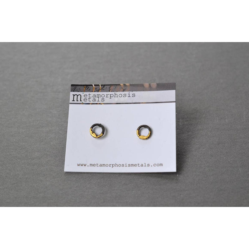 Steel and Gold Circle Studs