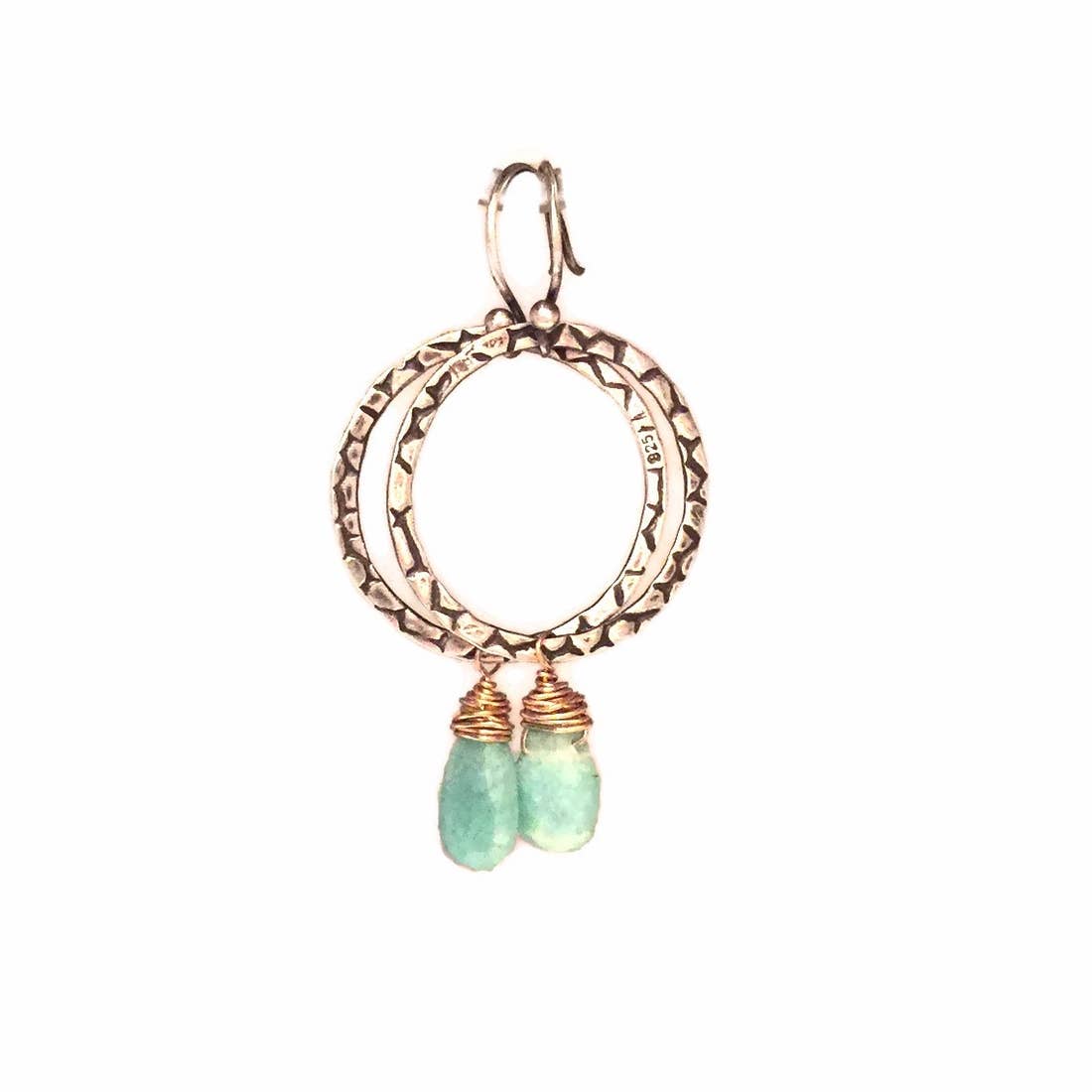 Textured Loop with Gold Fill and Semi-Precious Gemstone Earrings