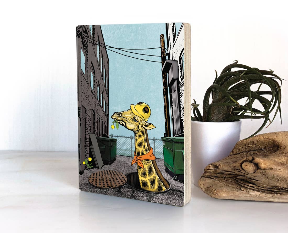 Urban Giraffe Wood Block Print