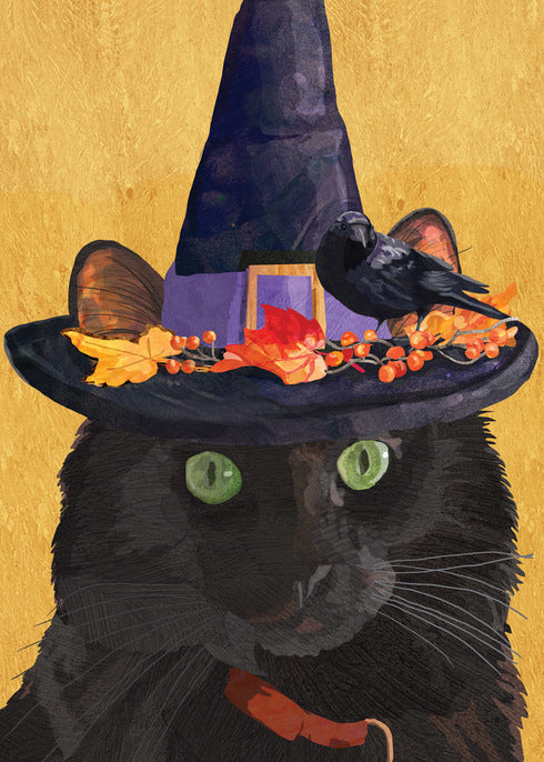 Halloween Witch Cat Card