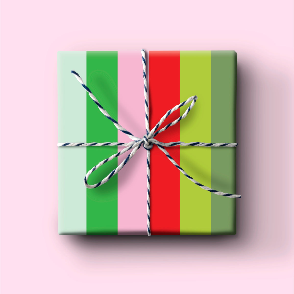 Holiday Pink Stripe Wrapping Paper