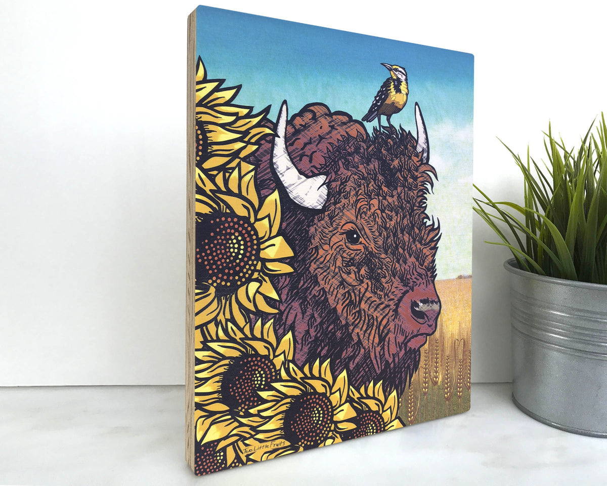 Bison Wood Wall Art by Two Little Fruits
