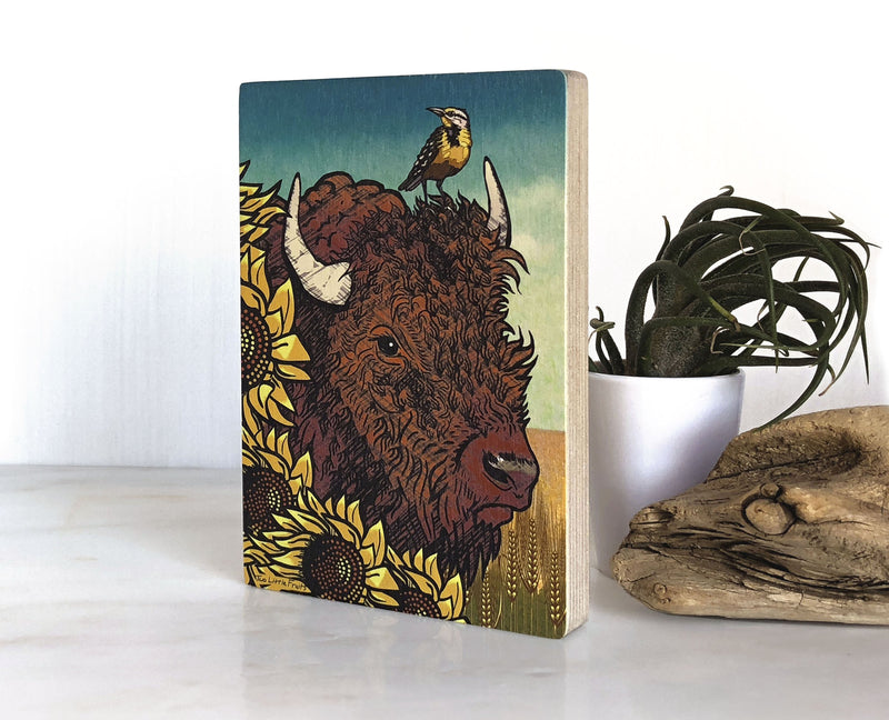 Bison Wood Wall Art by Two Little Fruits