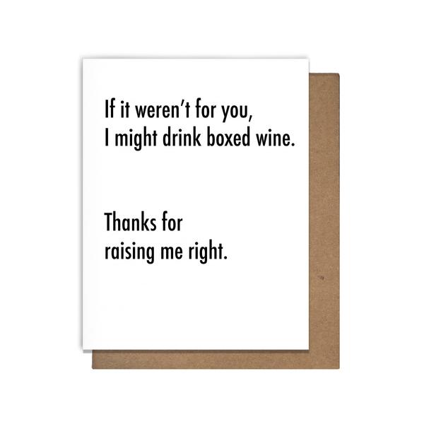 Box Wine Letterpress Greeting Card