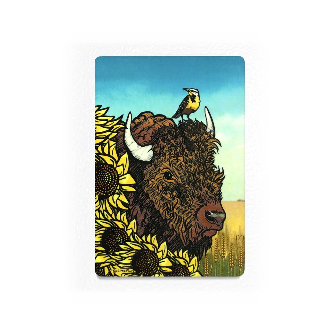 Bison and Sunflower Fridge Magnet