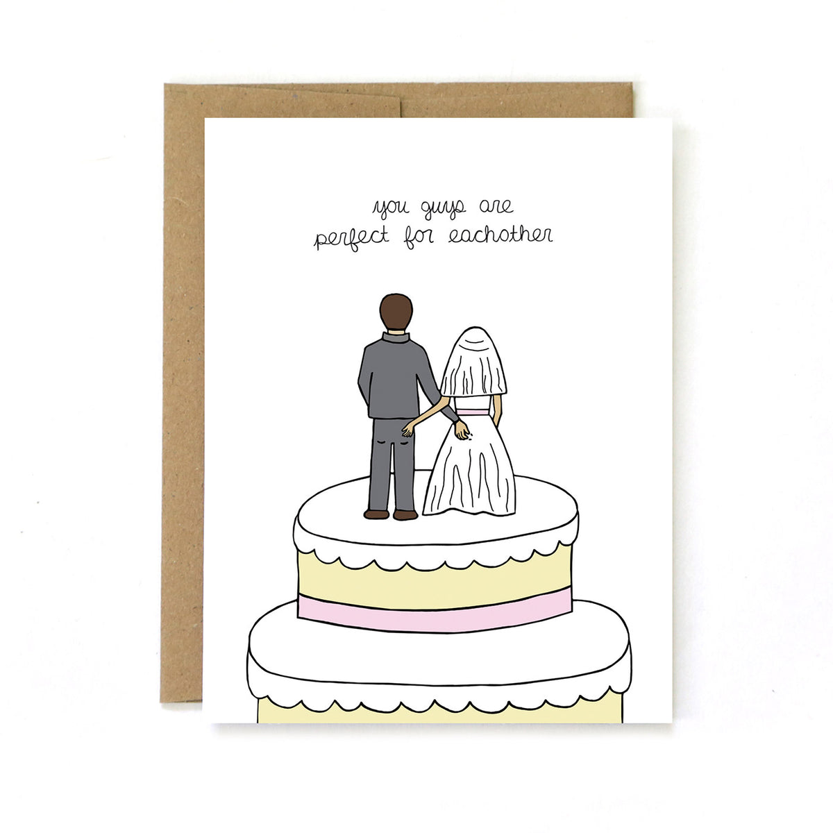 Butt Touching Wedding Cake Topper Card