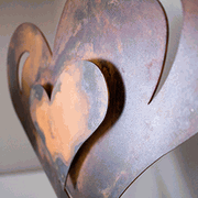 Zoomed in perspective of tabletop dimensional heart sculpture