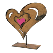 Tabletop Dimensional Heart Metal Sculpture