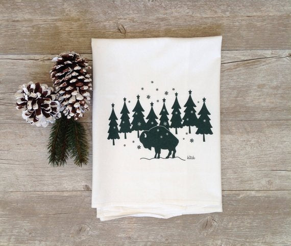 Winter Buffalo Tea Towel